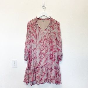 ALL SAINTS Ariel’s Grasmere Shift Dress Pink Floral Flowy Long Sleeve SIZE 4